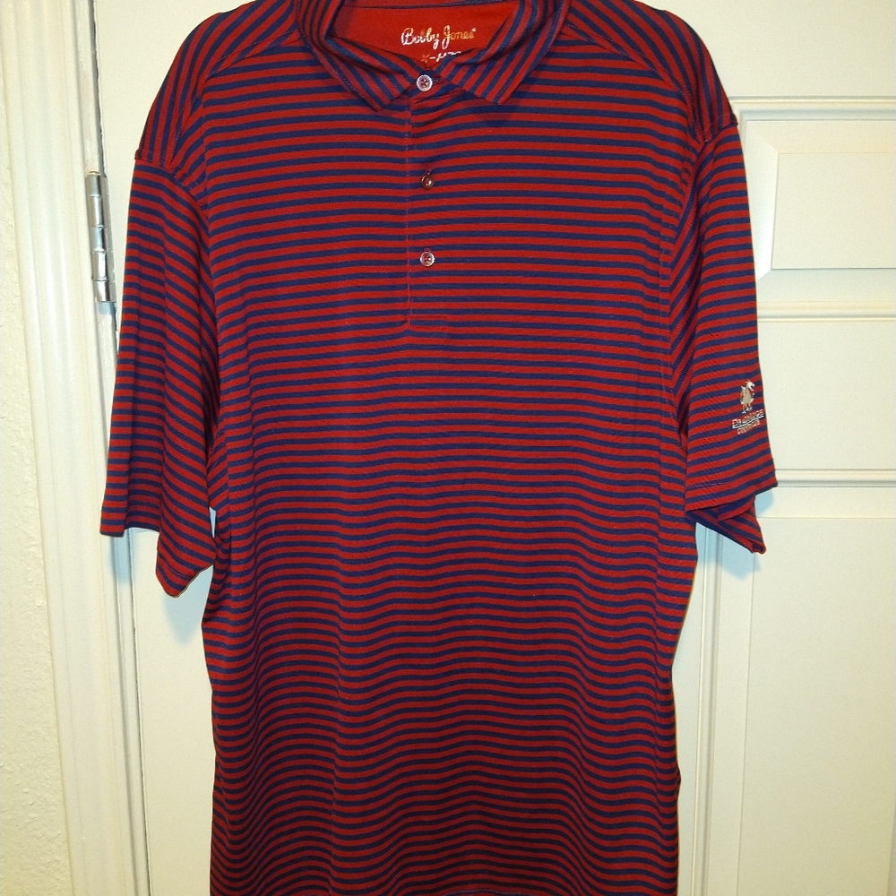 Bobby Jones X-H20 Striped Polo Shirt Men's sz XL Dragonridge Country Club Logo.
